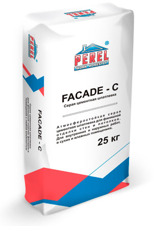 0650 Facade-c Серая Шпаклевка цементная PEREL, 25 кг в Подольске по низкой цене